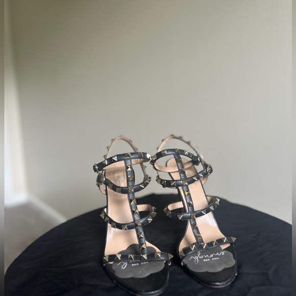 Valentino Rockstud Calfskin Ankle Strap Sanadals